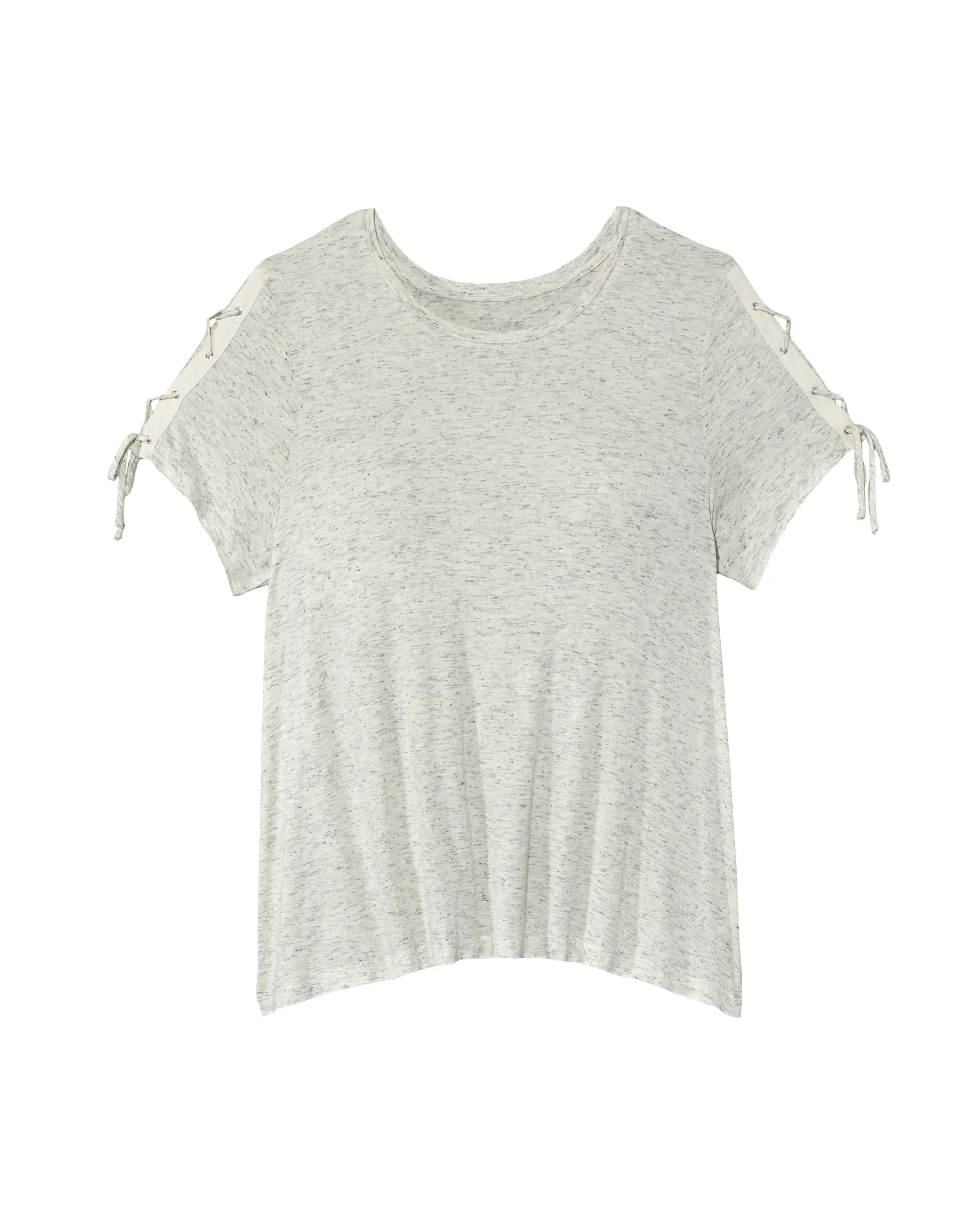 Amina Short Lace Up Sleeve Tee | Light Grey