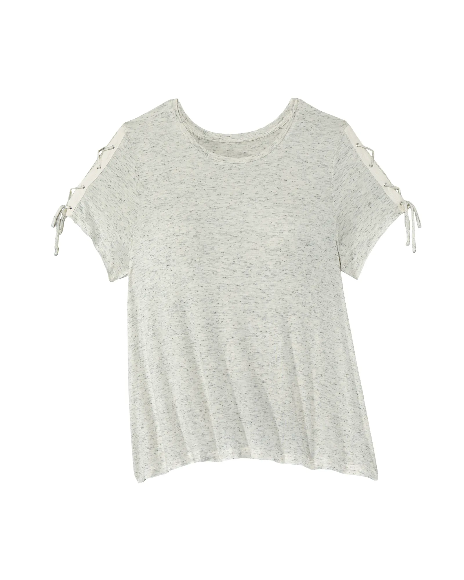 Amina Short Lace Up Sleeve Tee | Light Grey