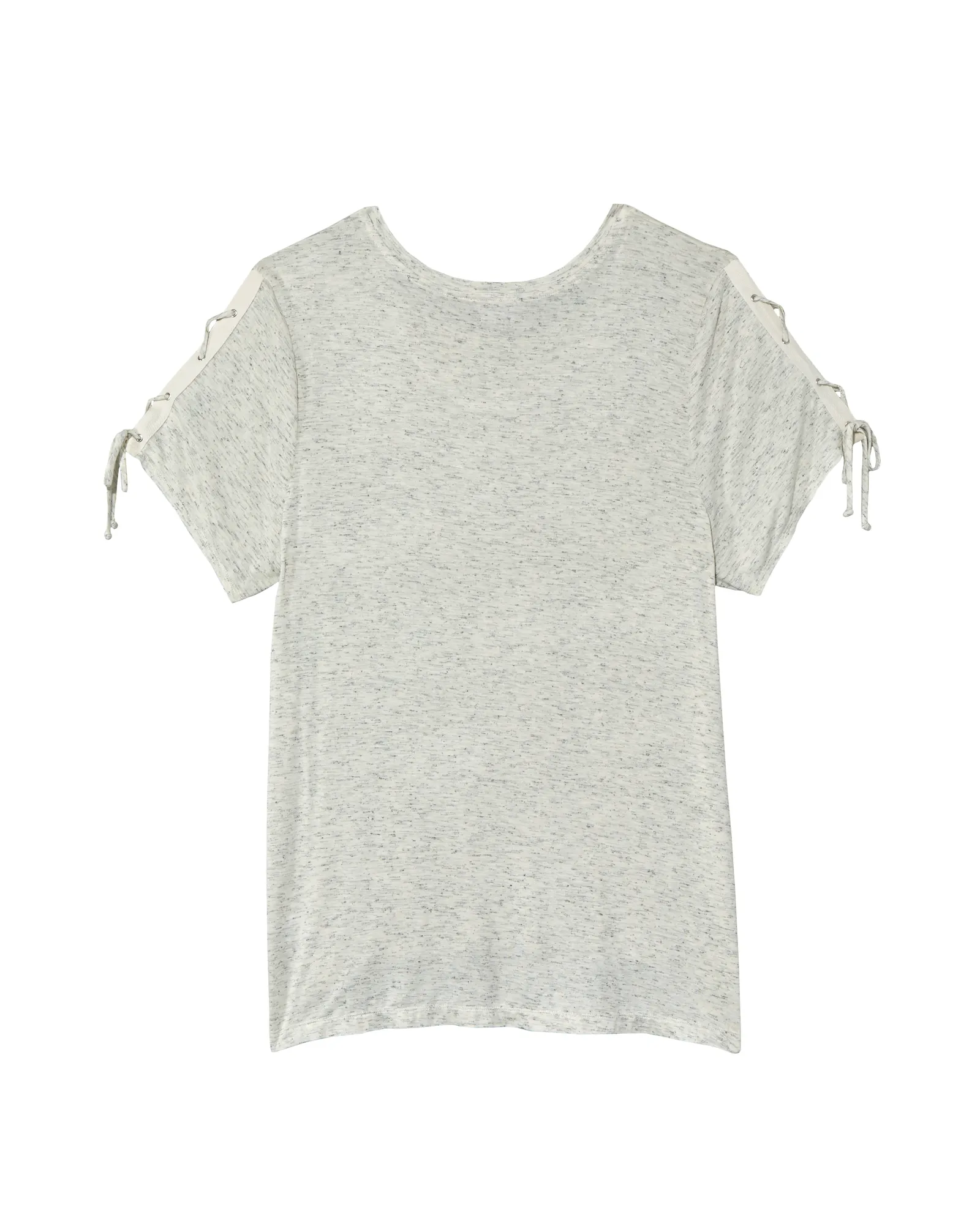 Amina Short Lace Up Sleeve Tee | Light Grey