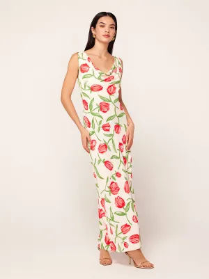 Araminta Ivory Tulip Print Midi Dress