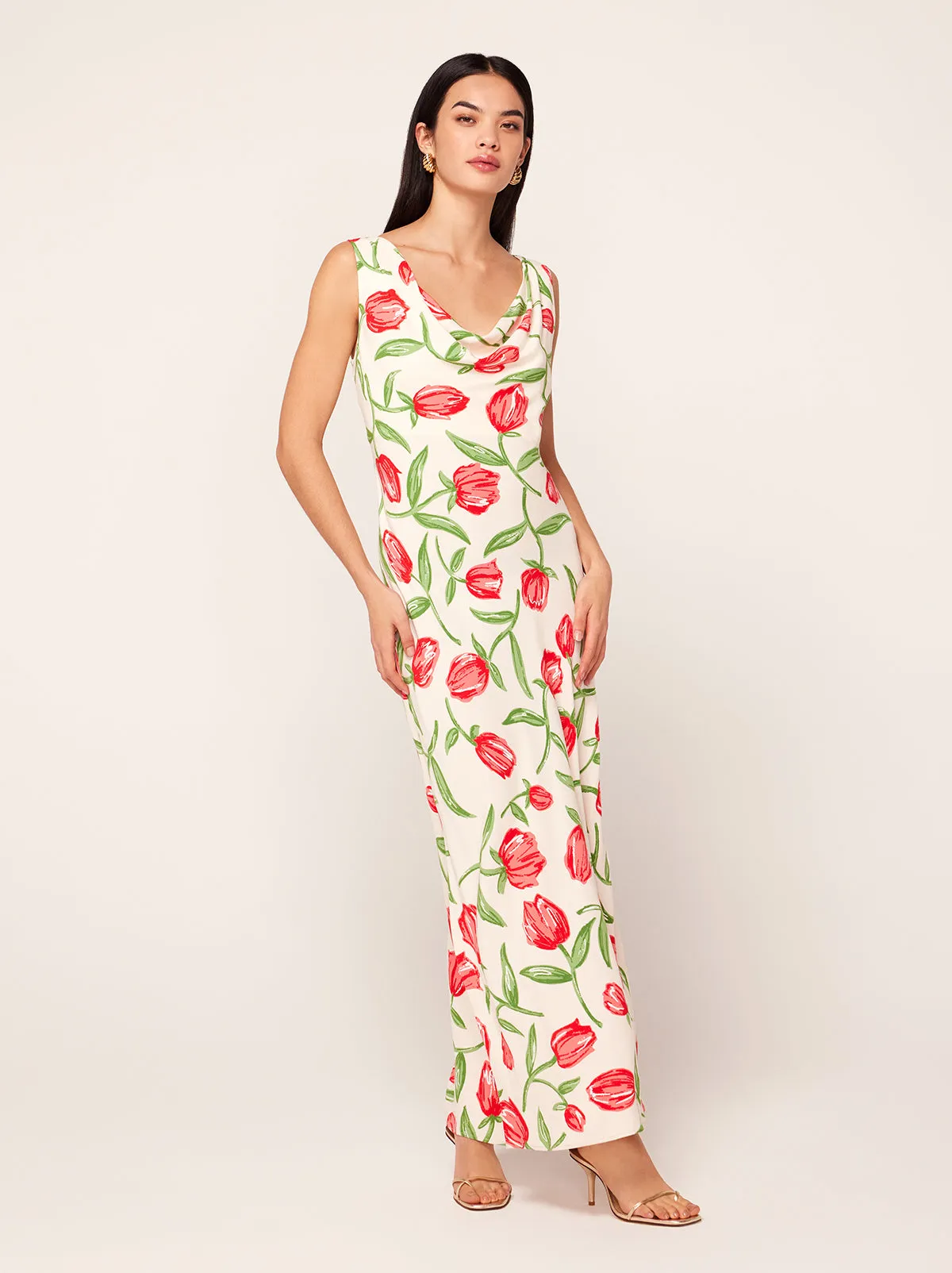 Araminta Ivory Tulip Print Midi Dress