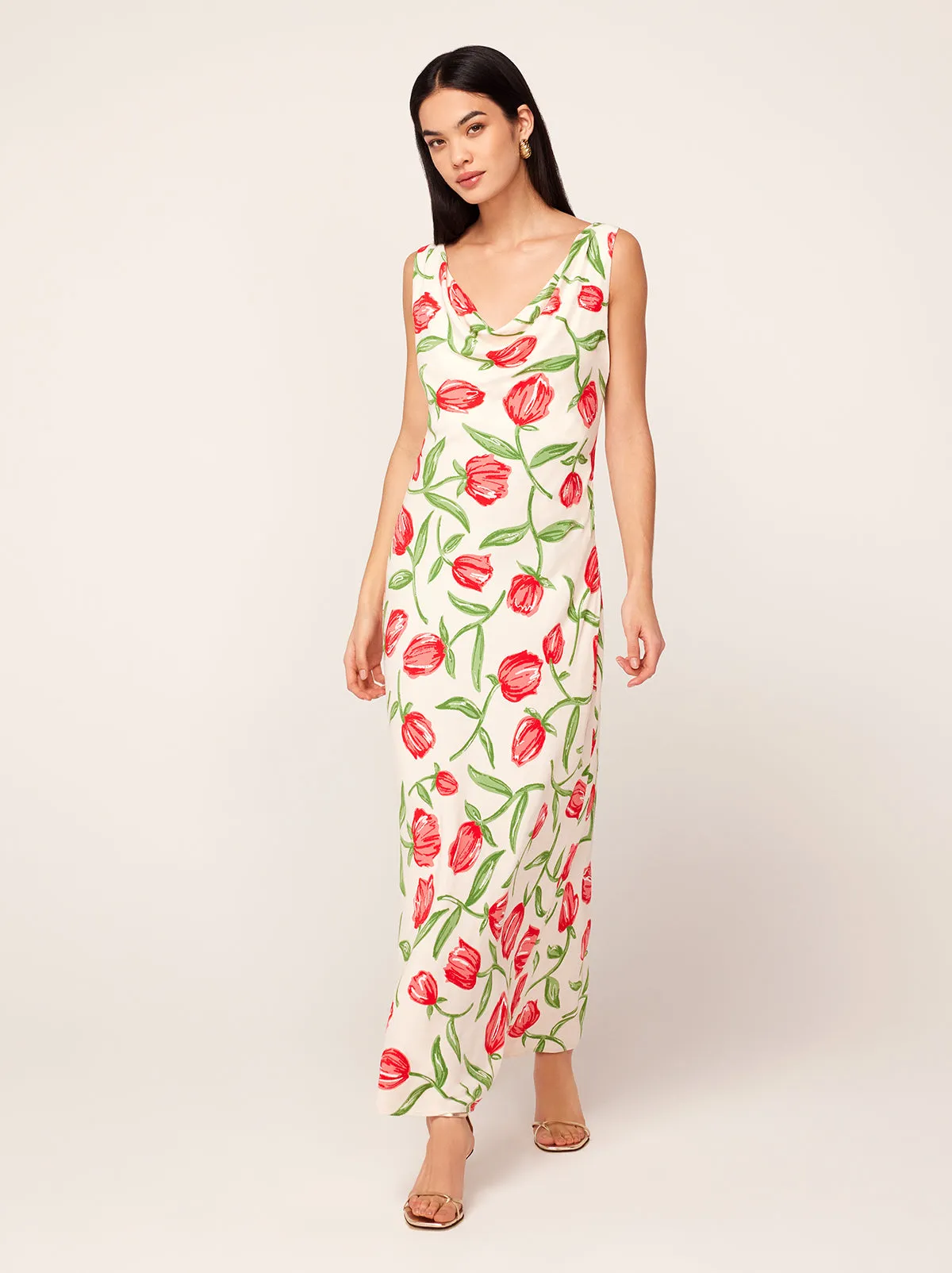 Araminta Ivory Tulip Print Midi Dress