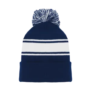 Athletic Knit (AK) A1830A-216 Adult Navy/White Hockey Toque/Beanie