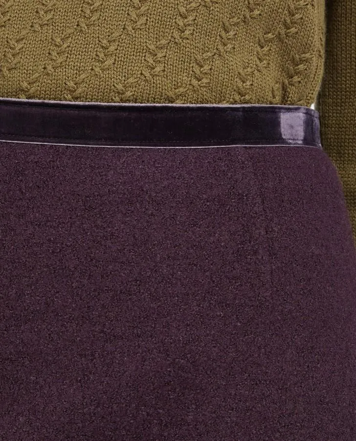 Bordeaux Boiled Wool Knee Length Skirt