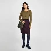 Bordeaux Boiled Wool Knee Length Skirt