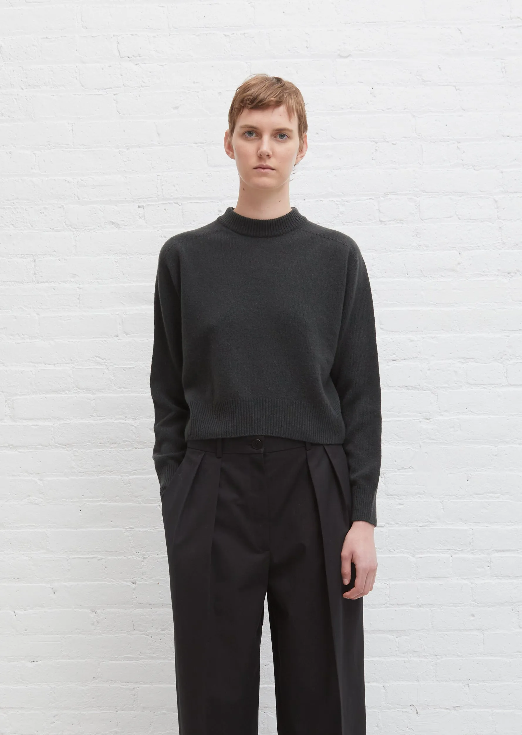 Cashmere Cropped Mock Neck