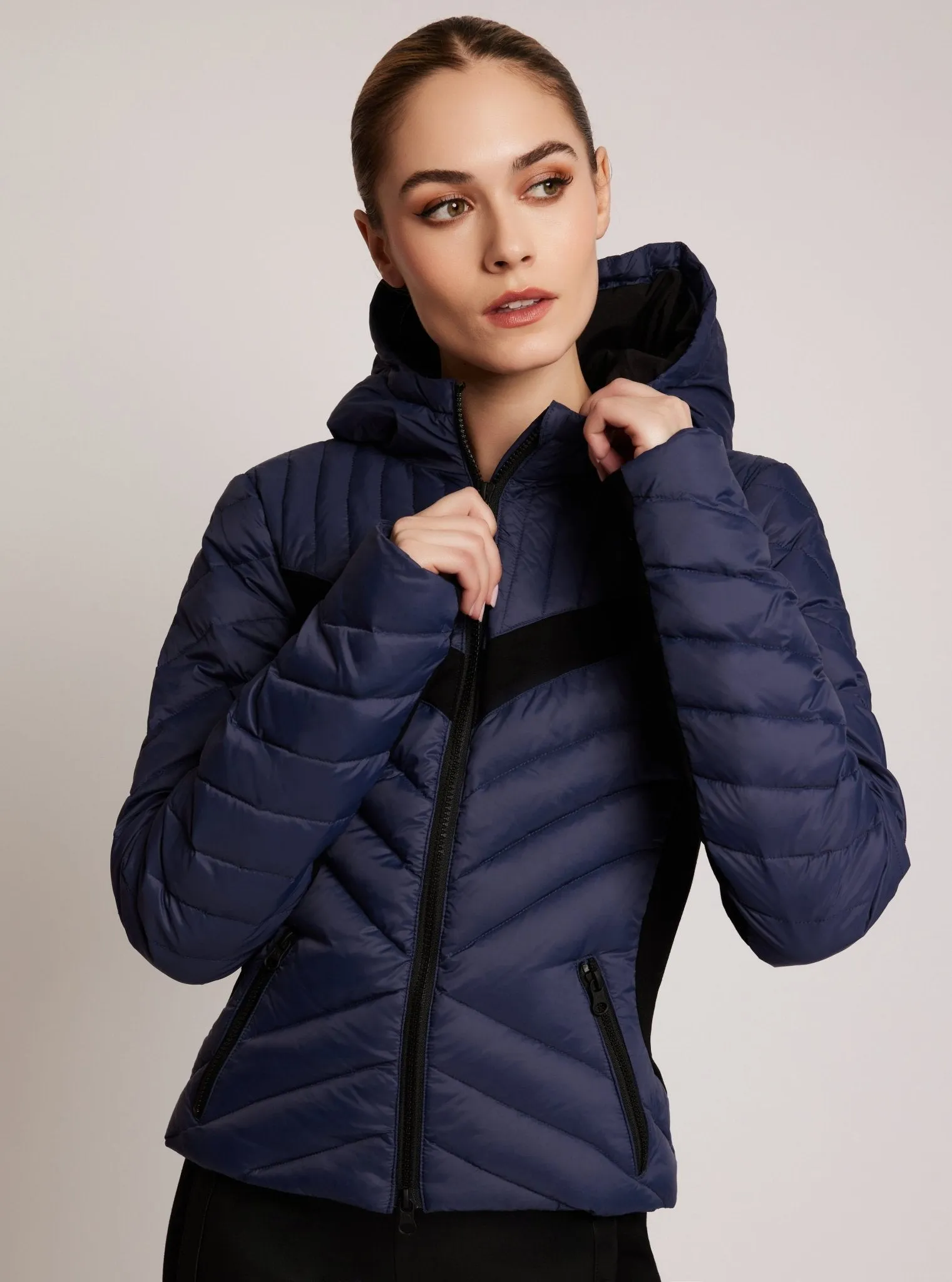 Chevron Stripe Down Filled Puffer Jacket