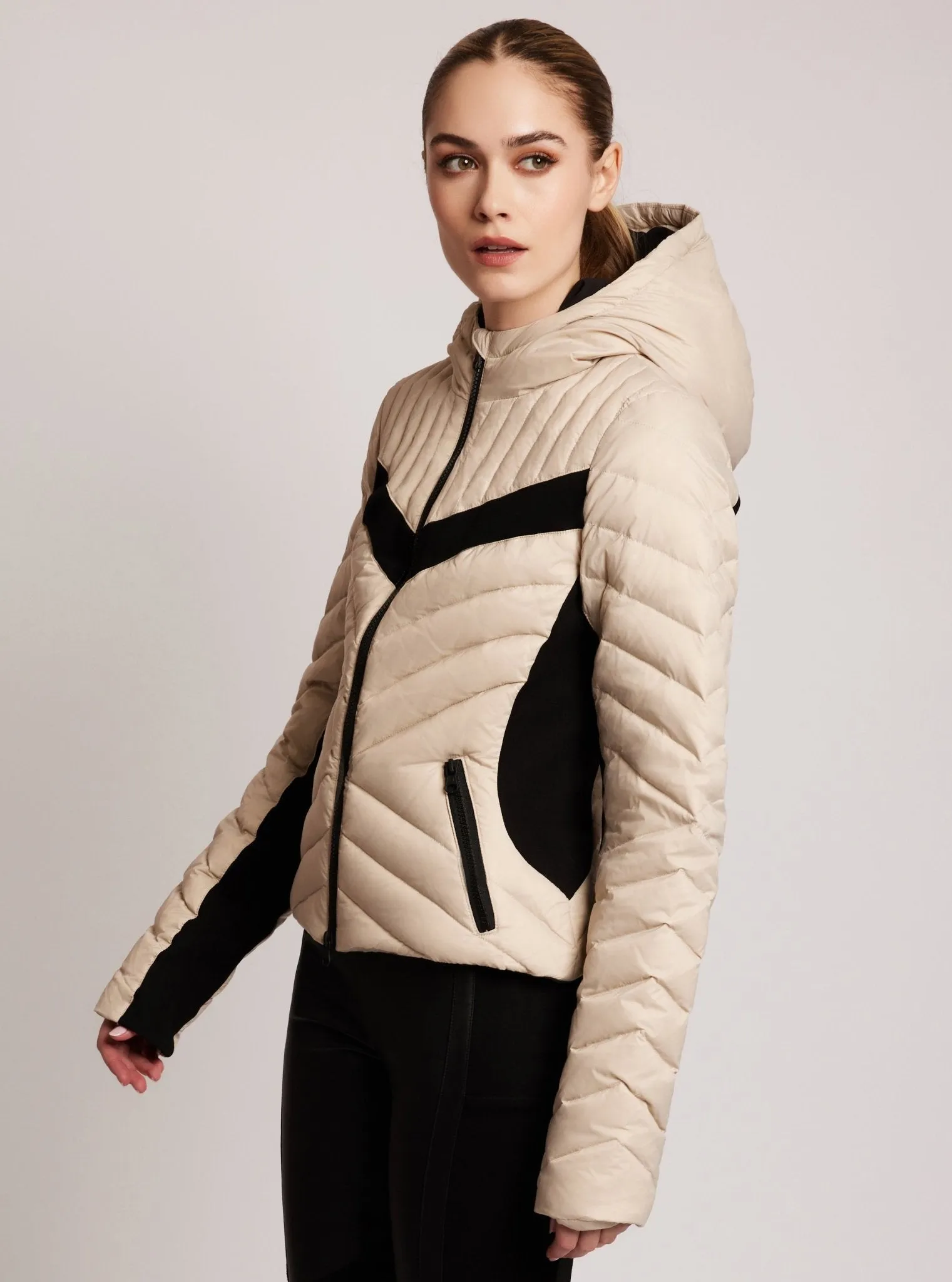 Chevron Stripe Down Filled Puffer Jacket