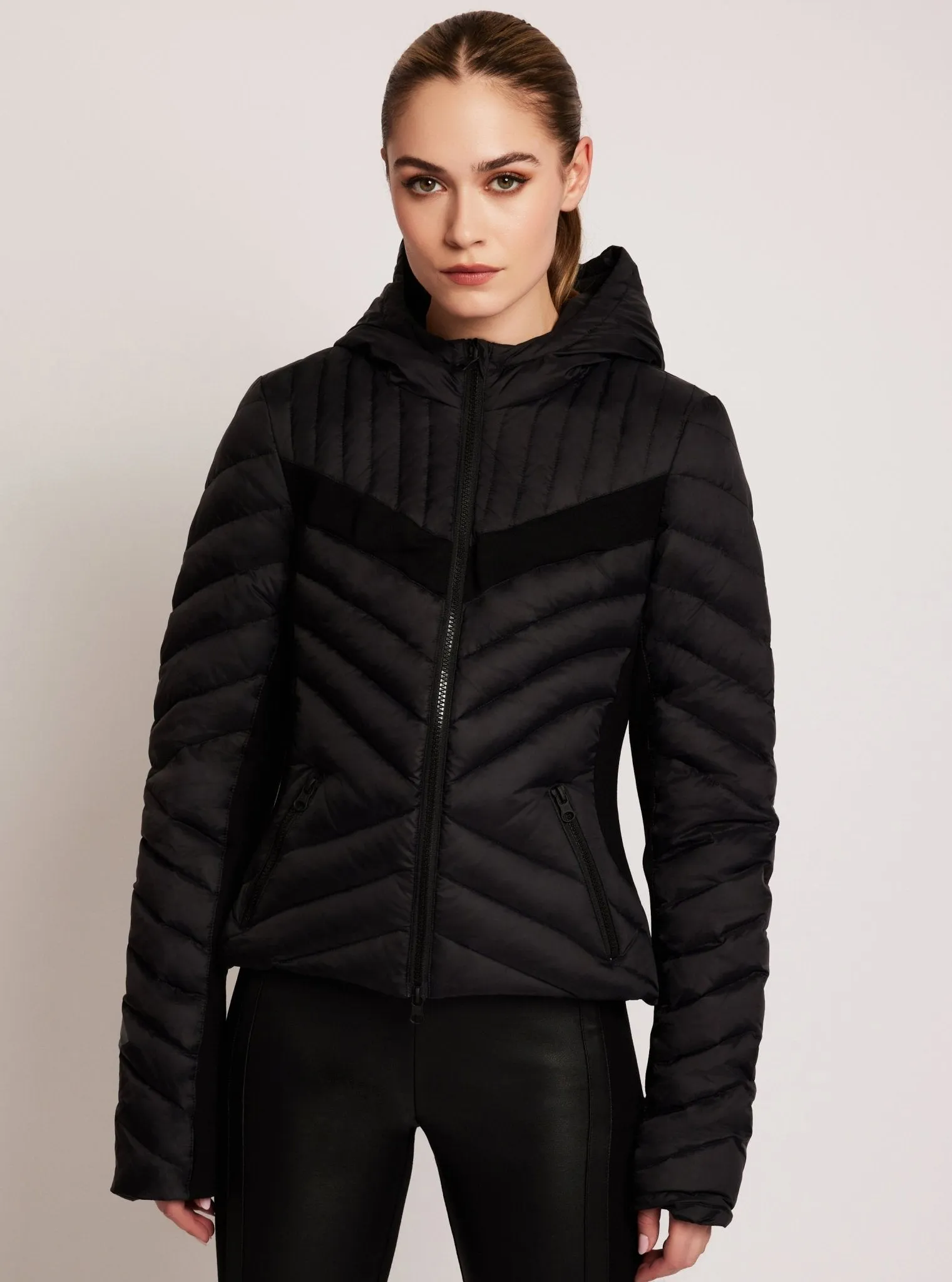 Chevron Stripe Down Filled Puffer Jacket