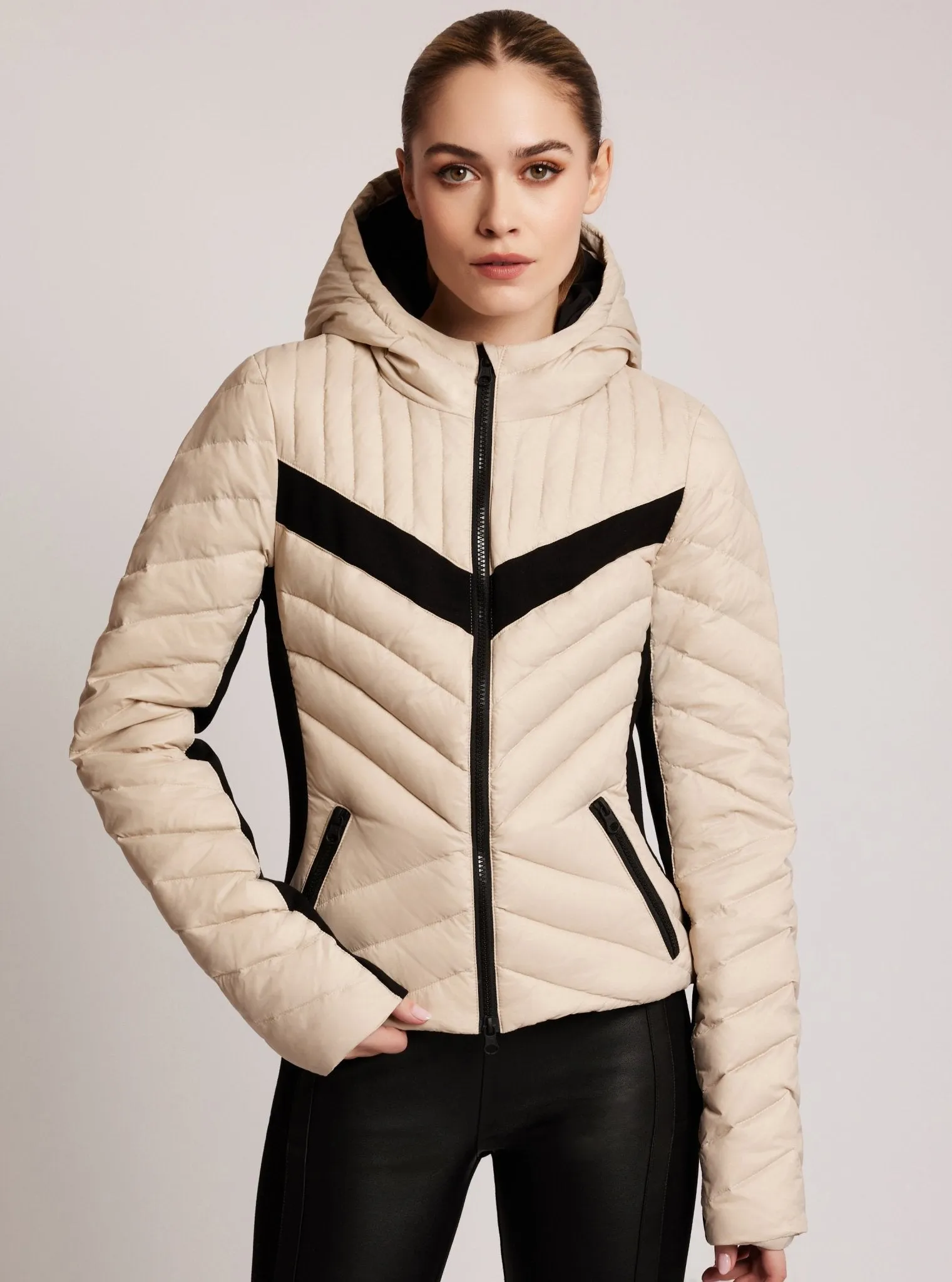 Chevron Stripe Down Filled Puffer Jacket