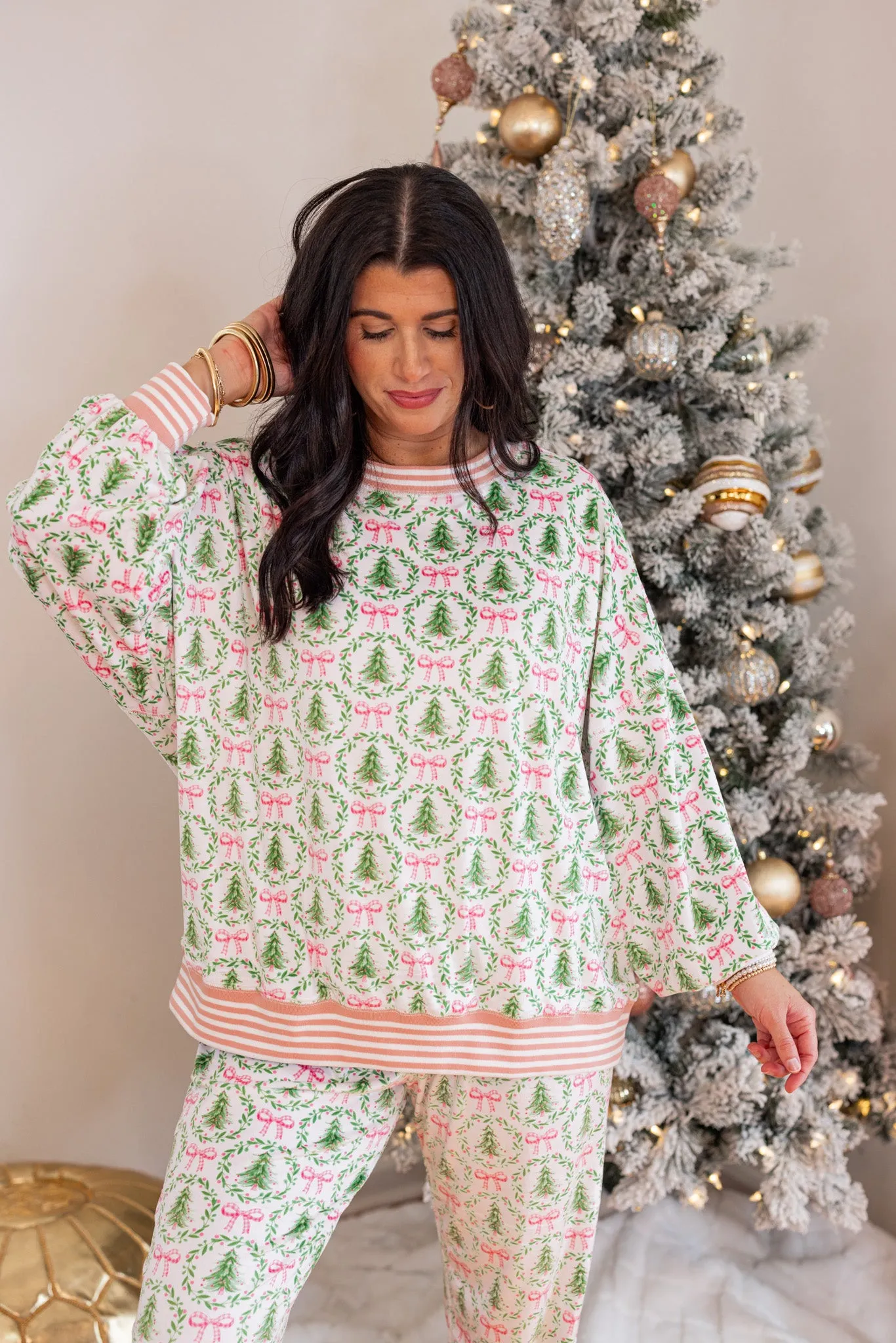 Christmas Cheer White Pajama Top