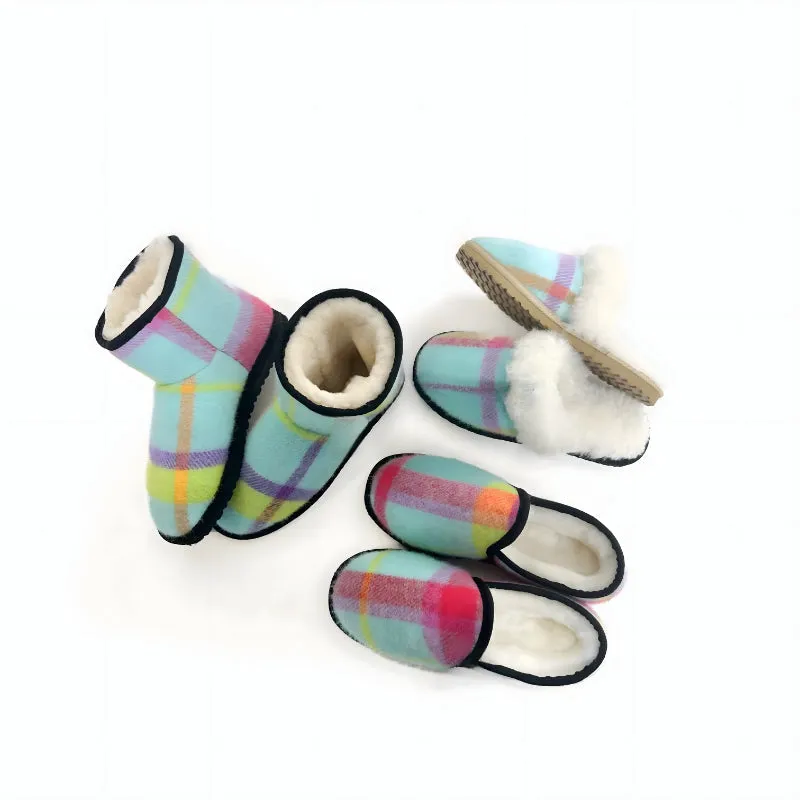 Classic Plaid Fleece Lined Indoor Slippers