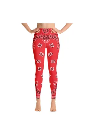 Classic Red Bandana Yoga Leggings