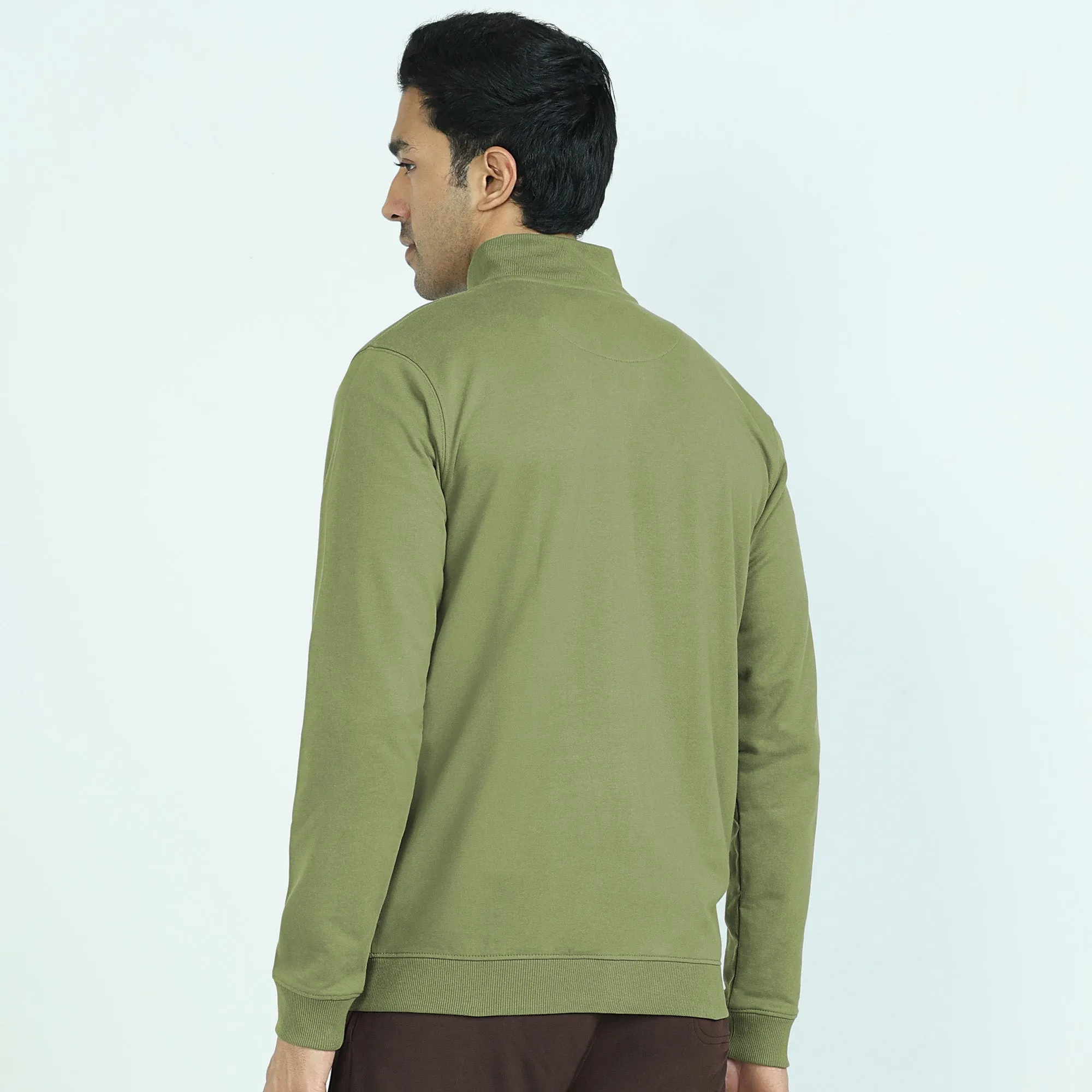 Cruze French Terry Cotton Zip Ups Olive Green