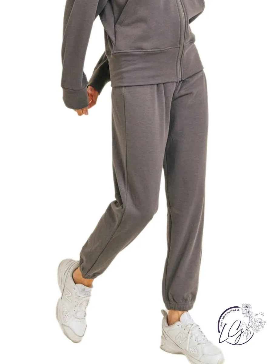 Draped Fleece-lined Jogger Pants