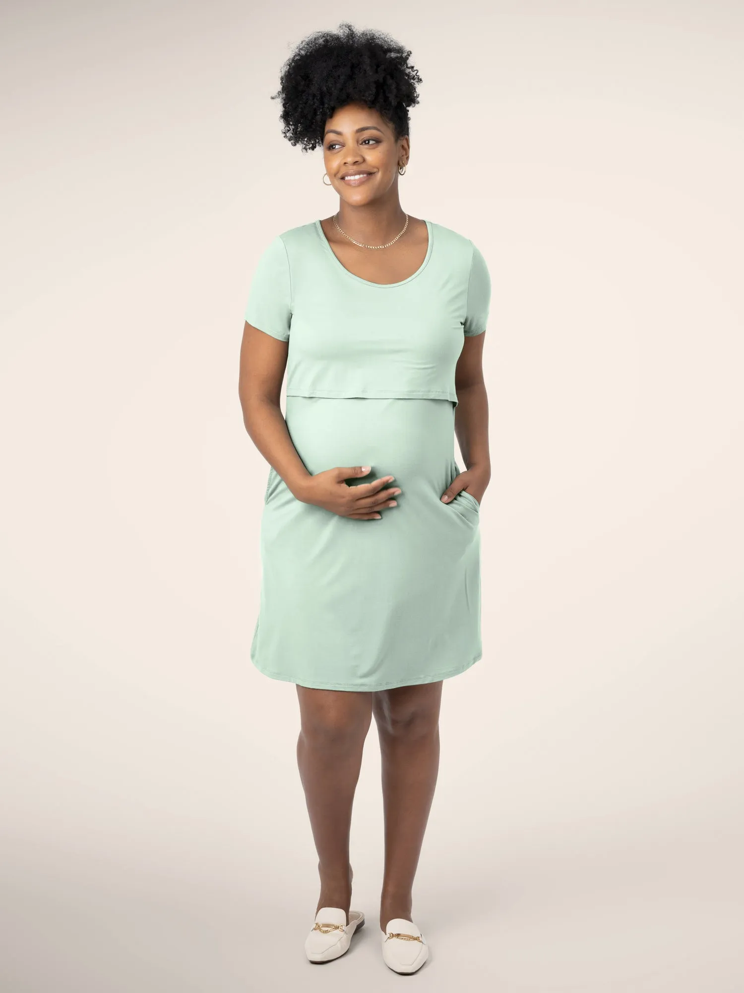 Eleanora Bamboo Maternity & Nursing Dress | Soft Mint