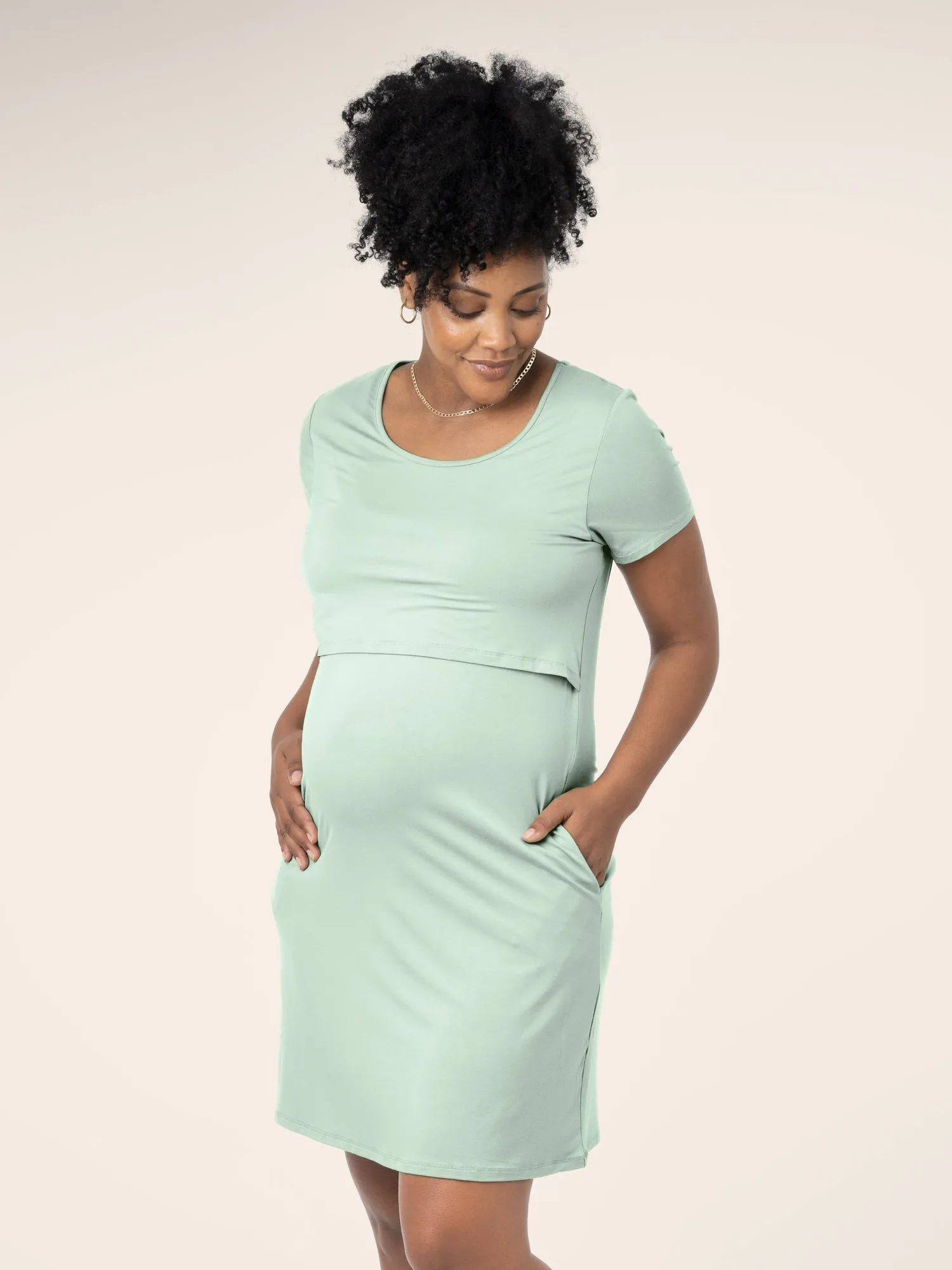 Eleanora Bamboo Maternity & Nursing Dress | Soft Mint