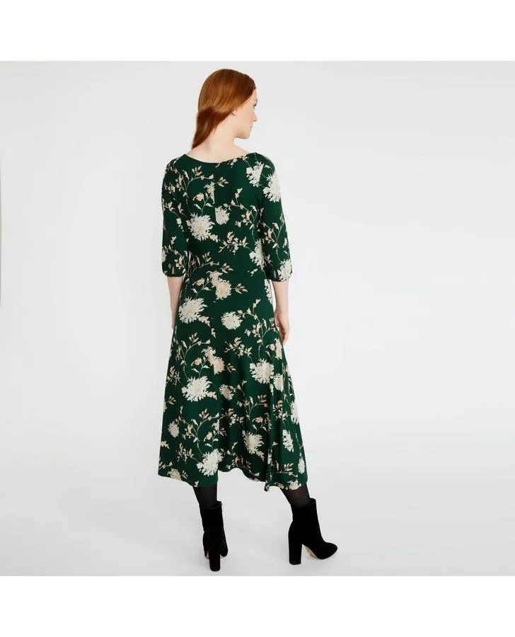 Evergreen Round Neck Fit and Flare Dress