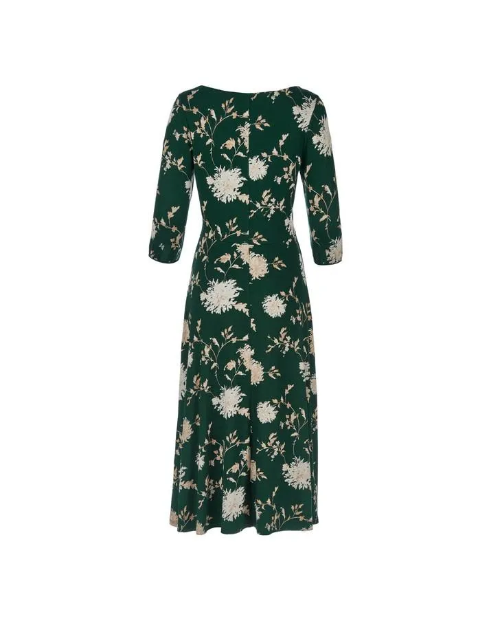 Evergreen Round Neck Fit and Flare Dress