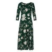 Evergreen Round Neck Fit and Flare Dress