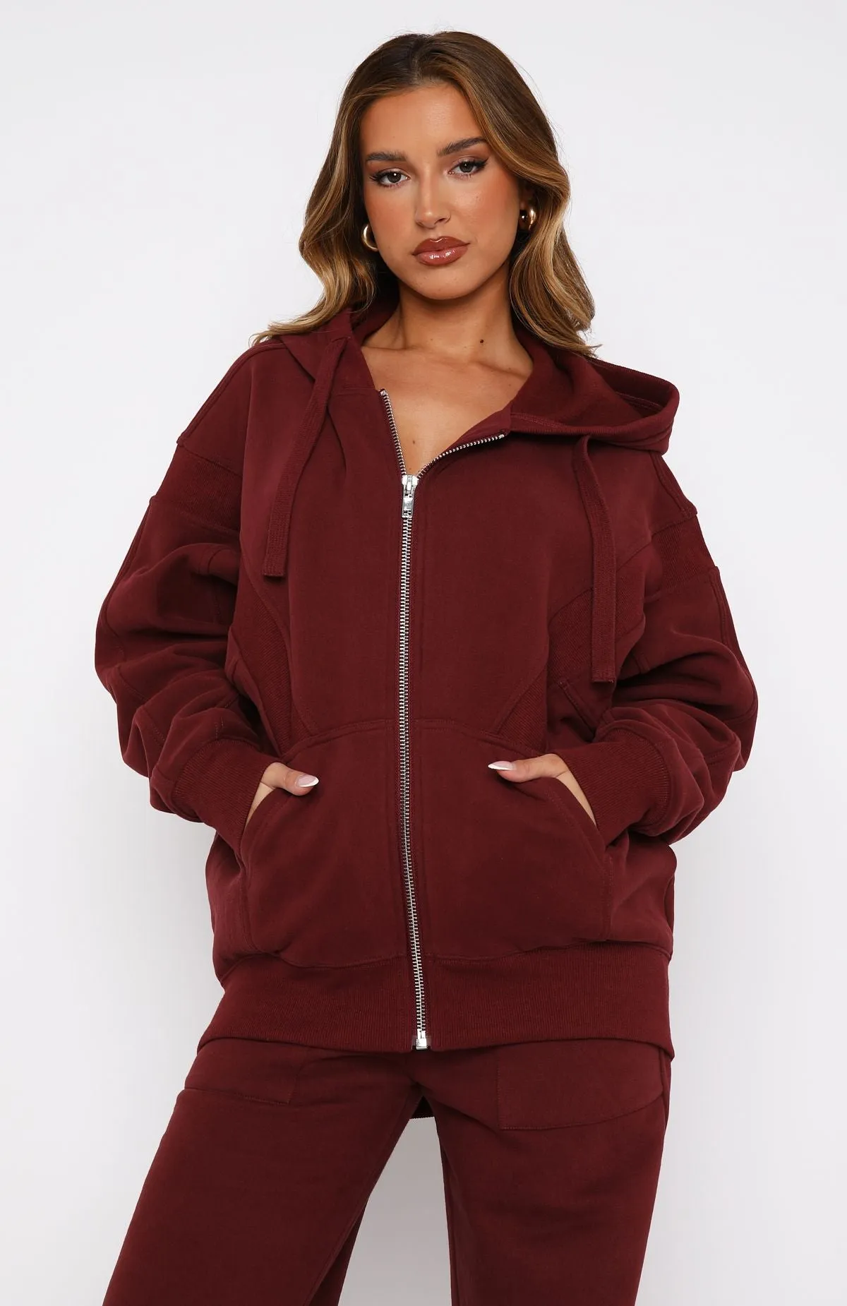 Everything You Want Zip Front Hoodie Merlot