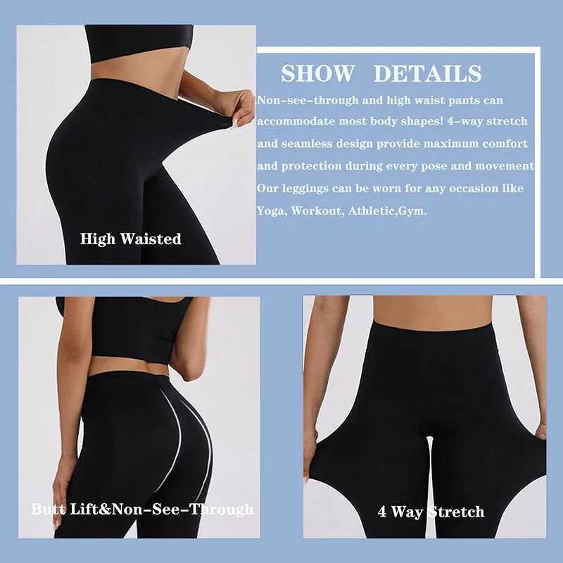 Fullsoft Black 4 Pack Womens Yoga Leggings Buttery Soft High Waisted Tummy Control Pants