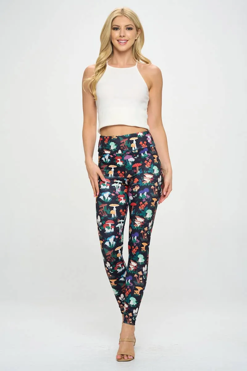 Garden Of Mushroom Print Leggings