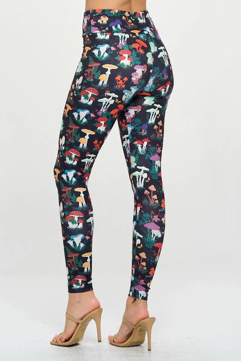 Garden Of Mushroom Print Leggings