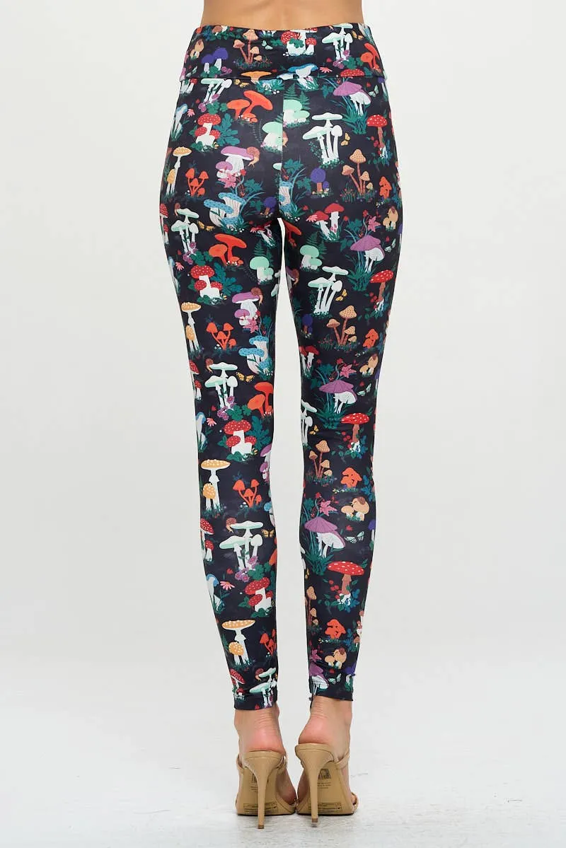 Garden Of Mushroom Print Leggings