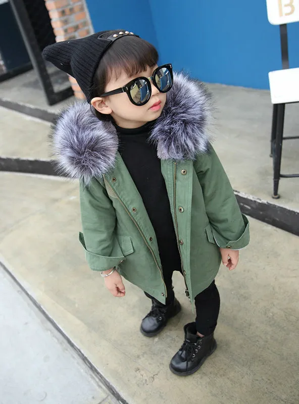 Girls Winter Fur Coat Girls Fur Hooded Jackets