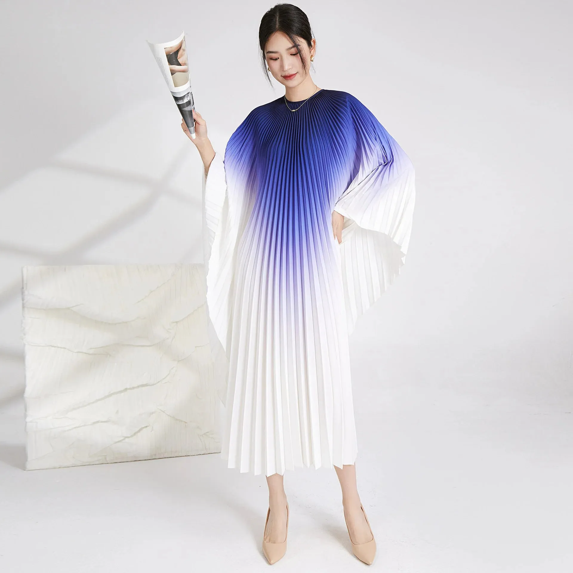 HEYFANCYSTYLE Ethereal Batwing Pleated Dress