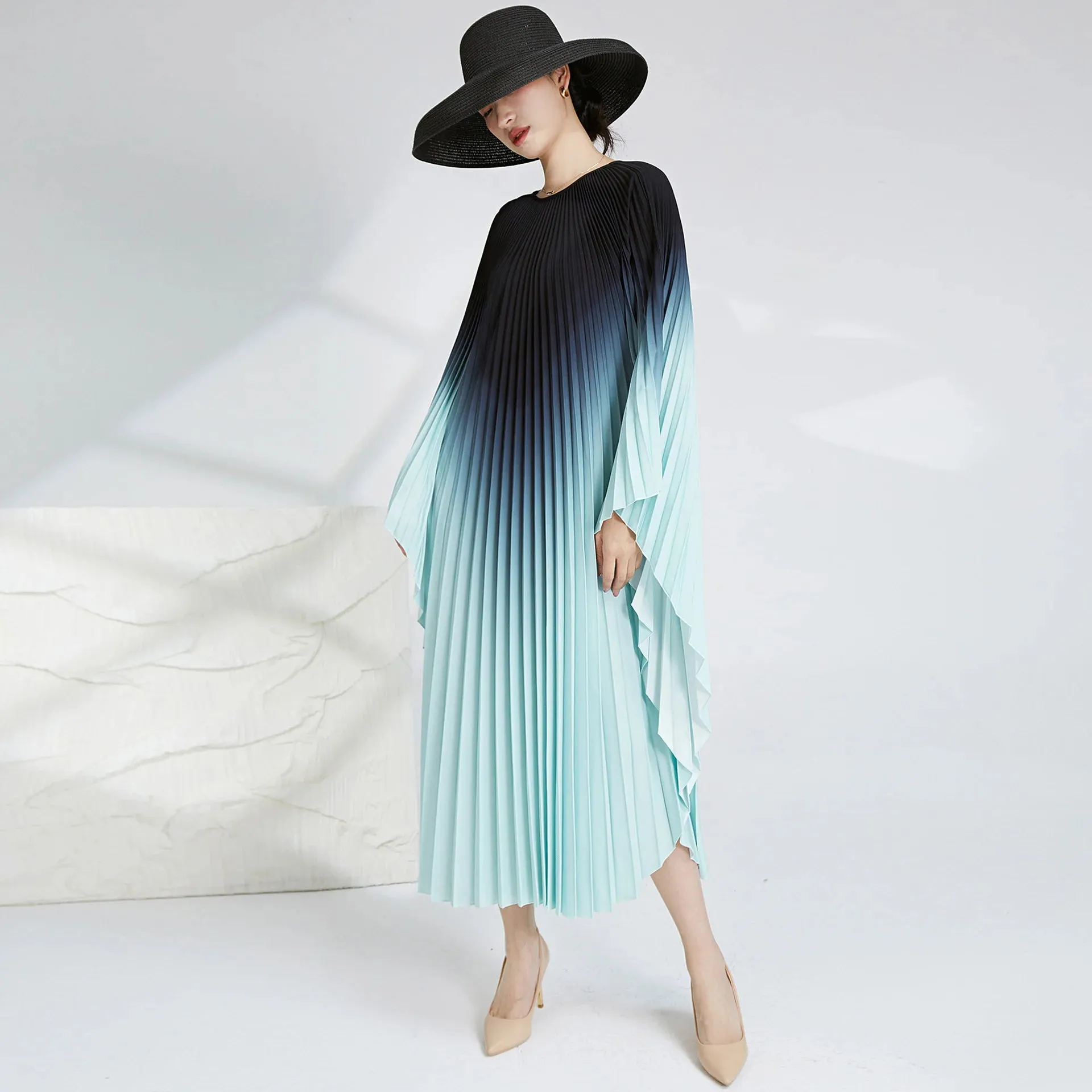 HEYFANCYSTYLE Ethereal Batwing Pleated Dress