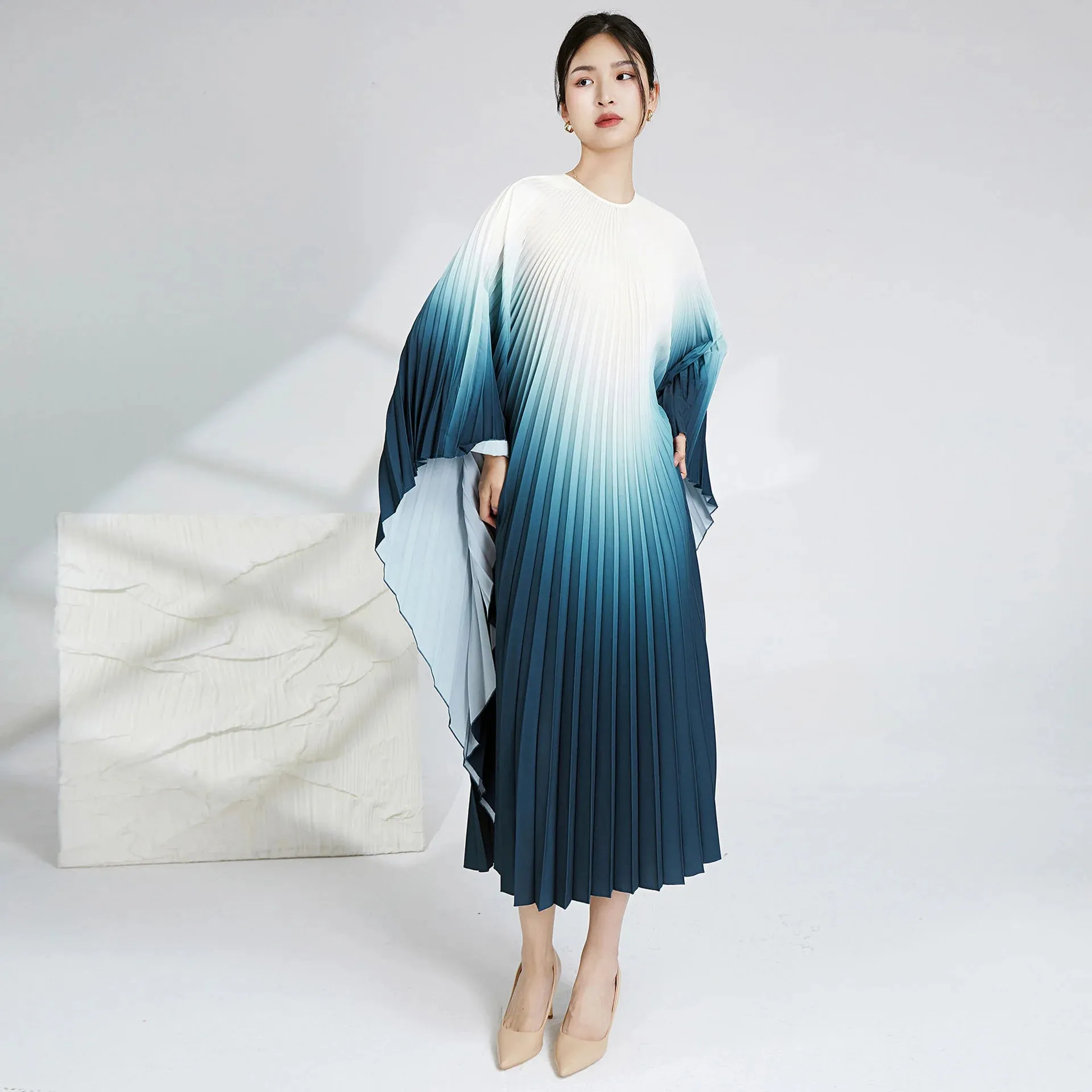 HEYFANCYSTYLE Ethereal Batwing Pleated Dress