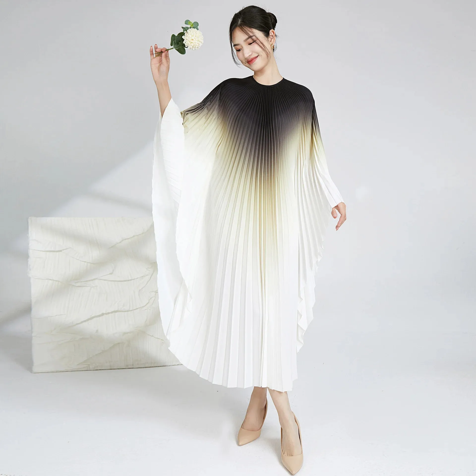 HEYFANCYSTYLE Ethereal Batwing Pleated Dress