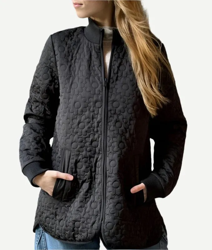 Ilse Jacobsen Floral Quilted Jacket - Black