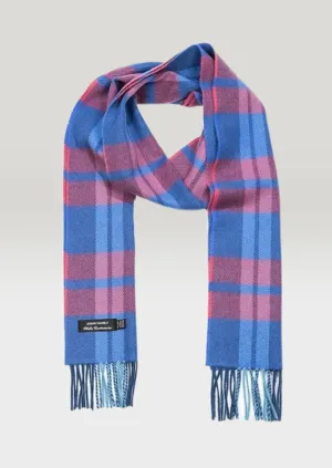 Irish Cashmere Wool Scarf Blue Pink Plaid