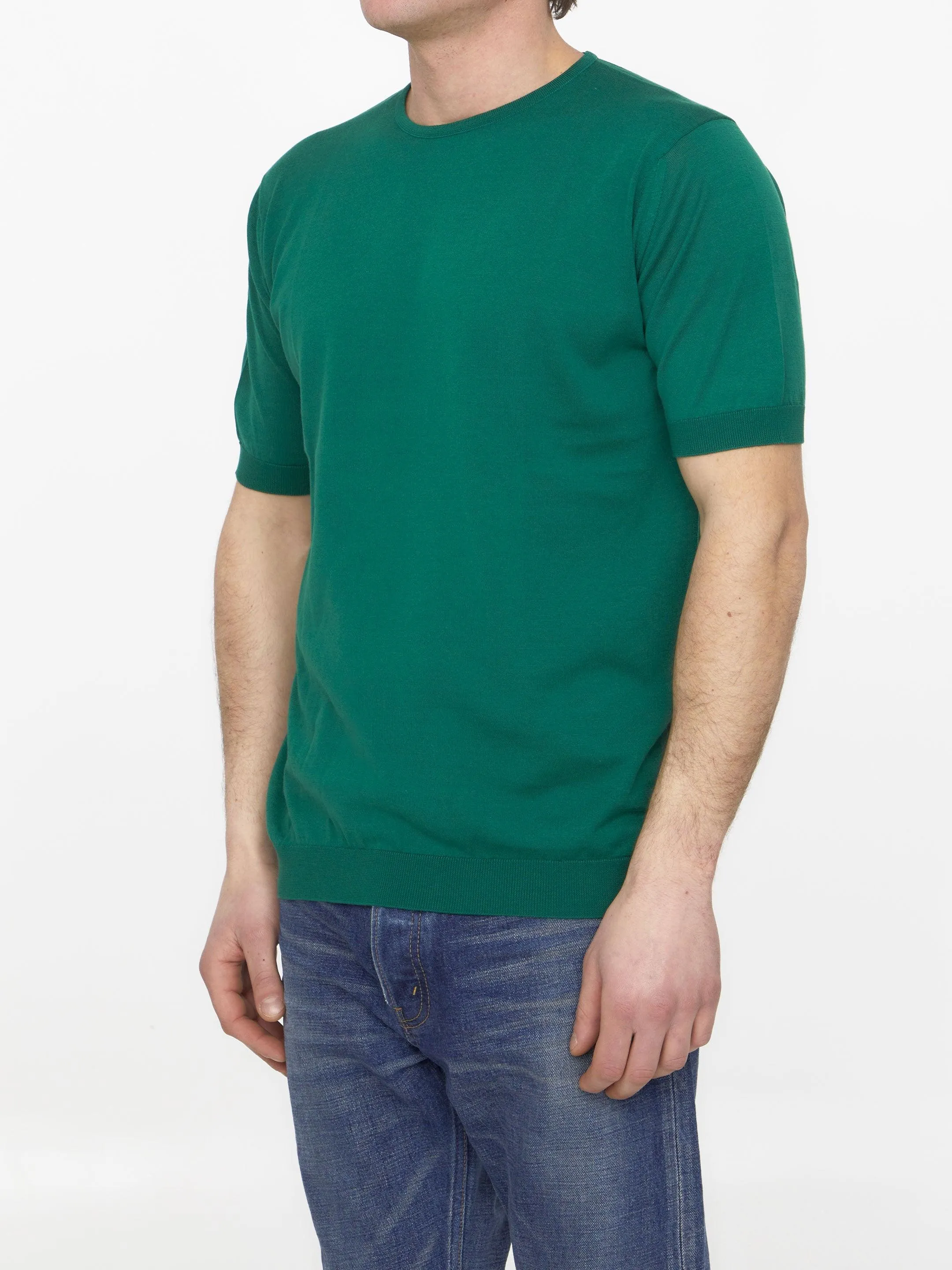 John Smedley Emerald Green Cotton Jumper