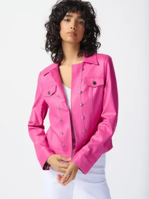 Joseph Ribkoff Pink Foiled Suede Jacket With Metal Trims 241911 Col 4243