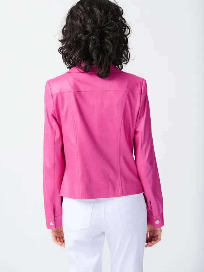 Joseph Ribkoff Pink Foiled Suede Jacket With Metal Trims 241911 Col 4243