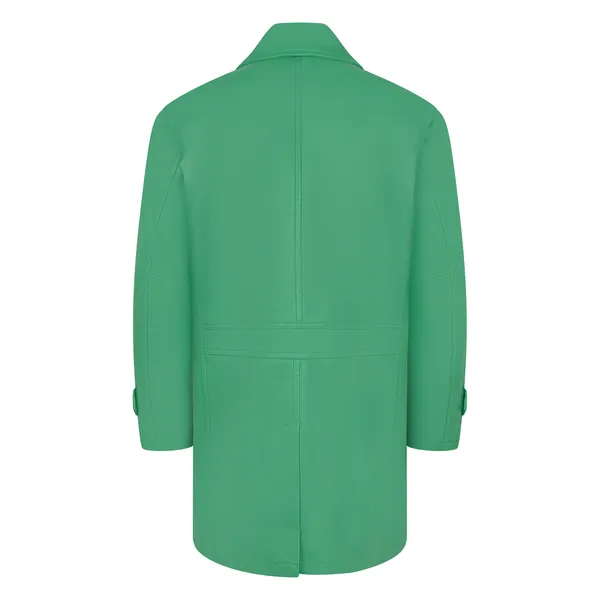 Kashani Kelly Green Double Breasted Lambskin 3/4 Trench Coat