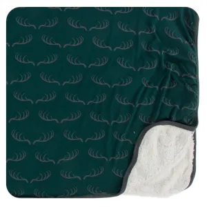 KicKee Pants Pine Deer Rack Sherpa-Lined Toddler Blanket