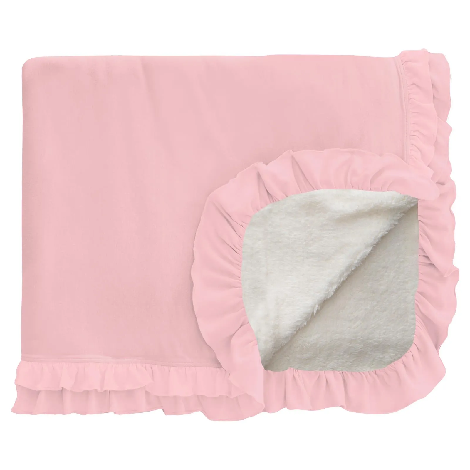 KicKee Pants Solid Lotus Sherpa-Lined Double Ruffle Toddler Blanket