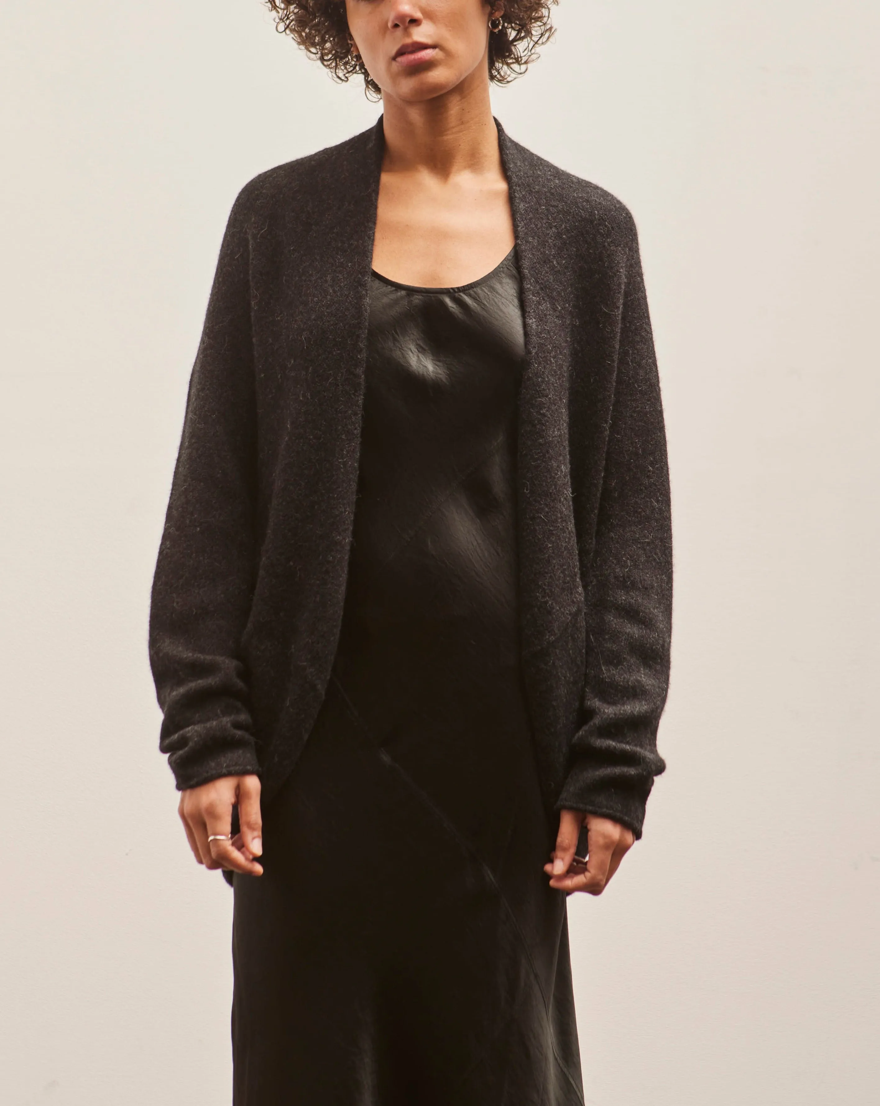 Lauren Manoogian Soft Horizontal Cardigan, Black Melange