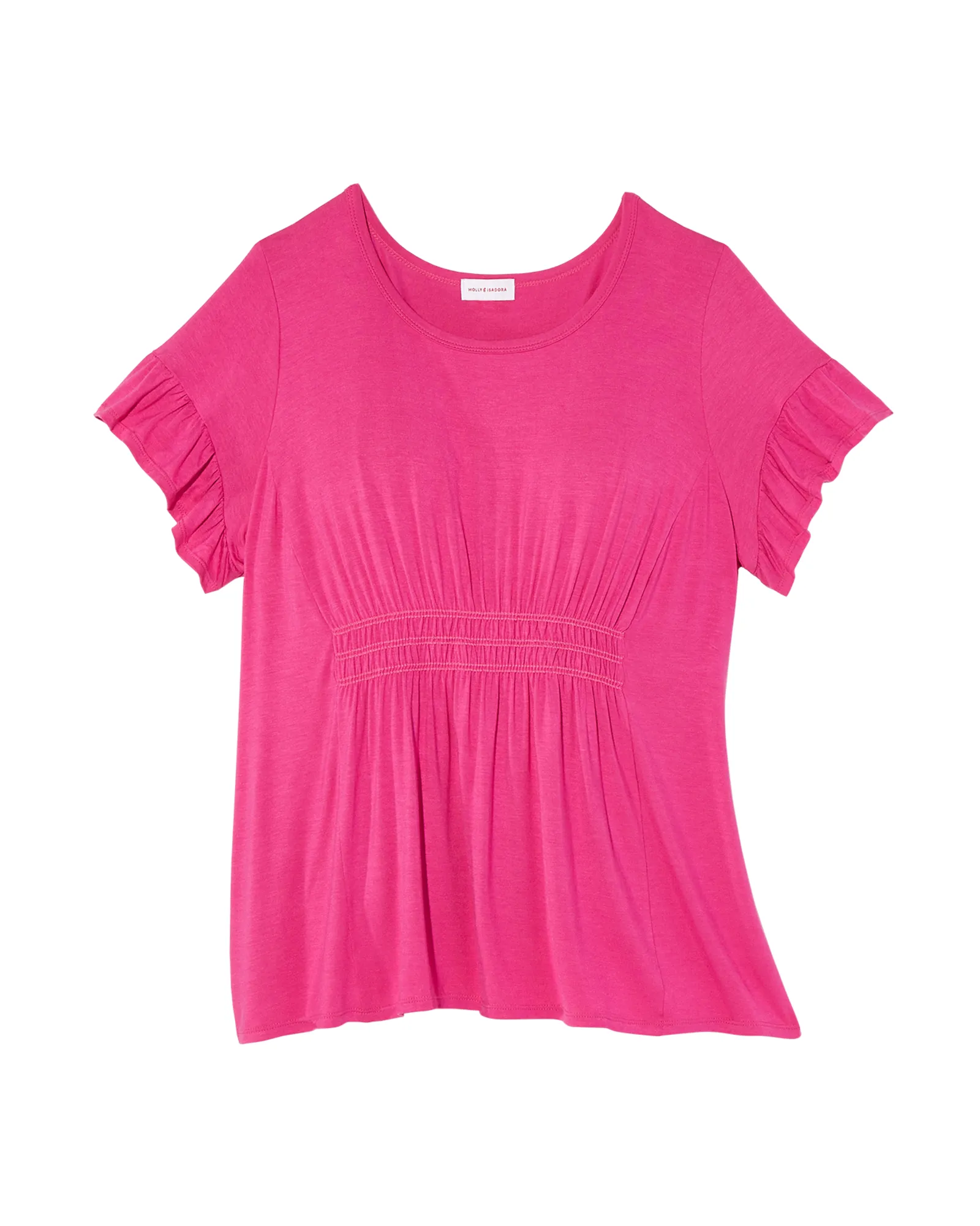 Leilani Short Flared Sleeve Smocked Waist Tee | Magenta