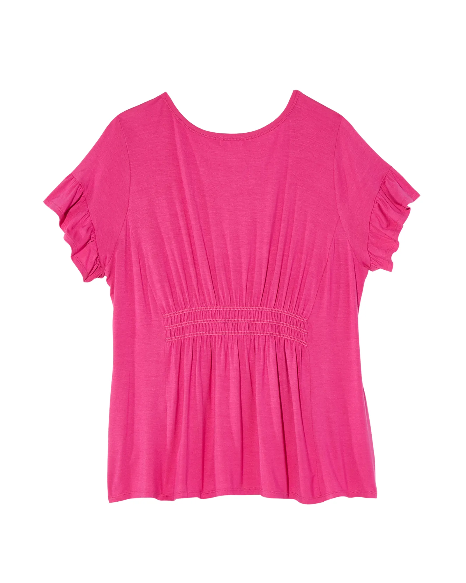 Leilani Short Flared Sleeve Smocked Waist Tee | Magenta