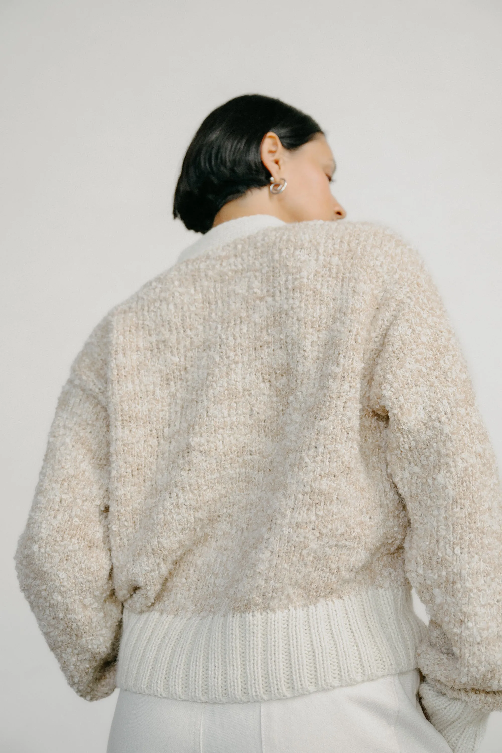 Leo Cardigan, Alpaca Cotton, Tan Marled