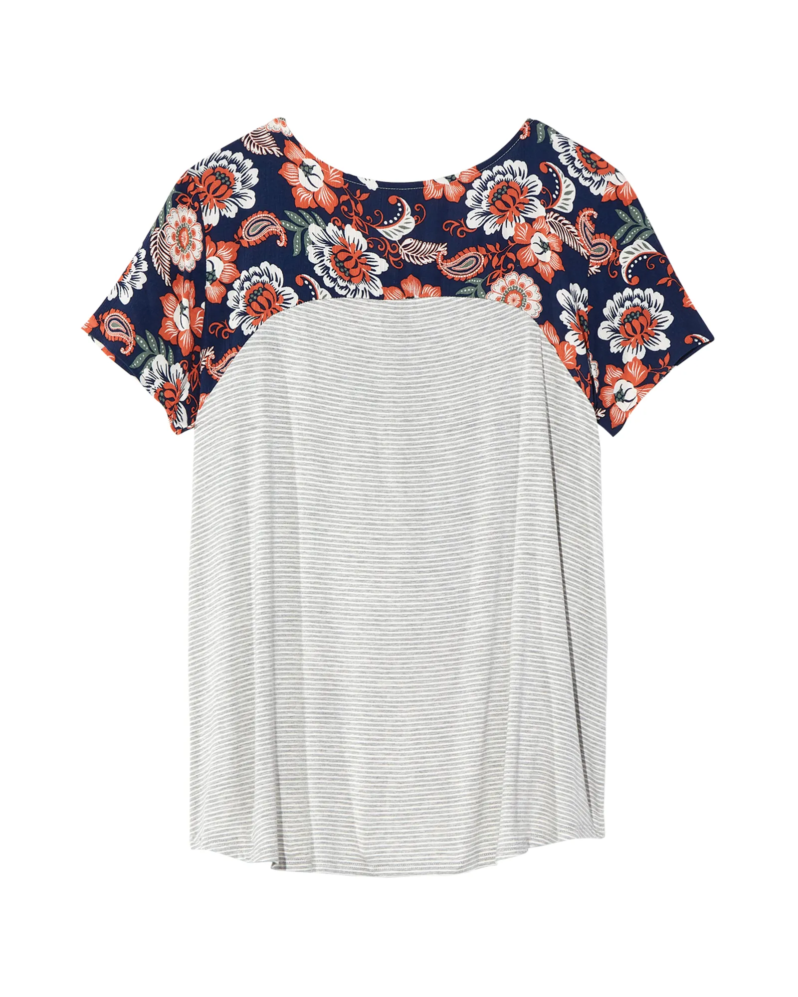 Maeve Mix-Print Tee | Navy / Orange