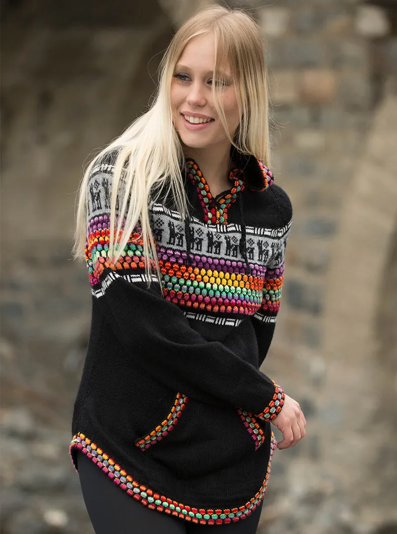 Multicolored Alpaca Hoodie for Women