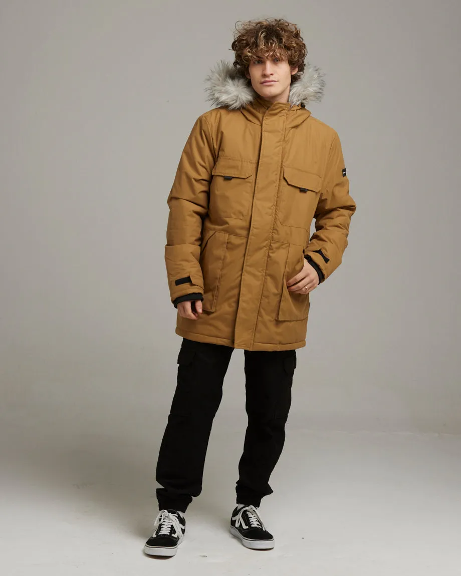 MURUNTAU MEN'S FAUX FUR TRIM PARKA | TOBACCO