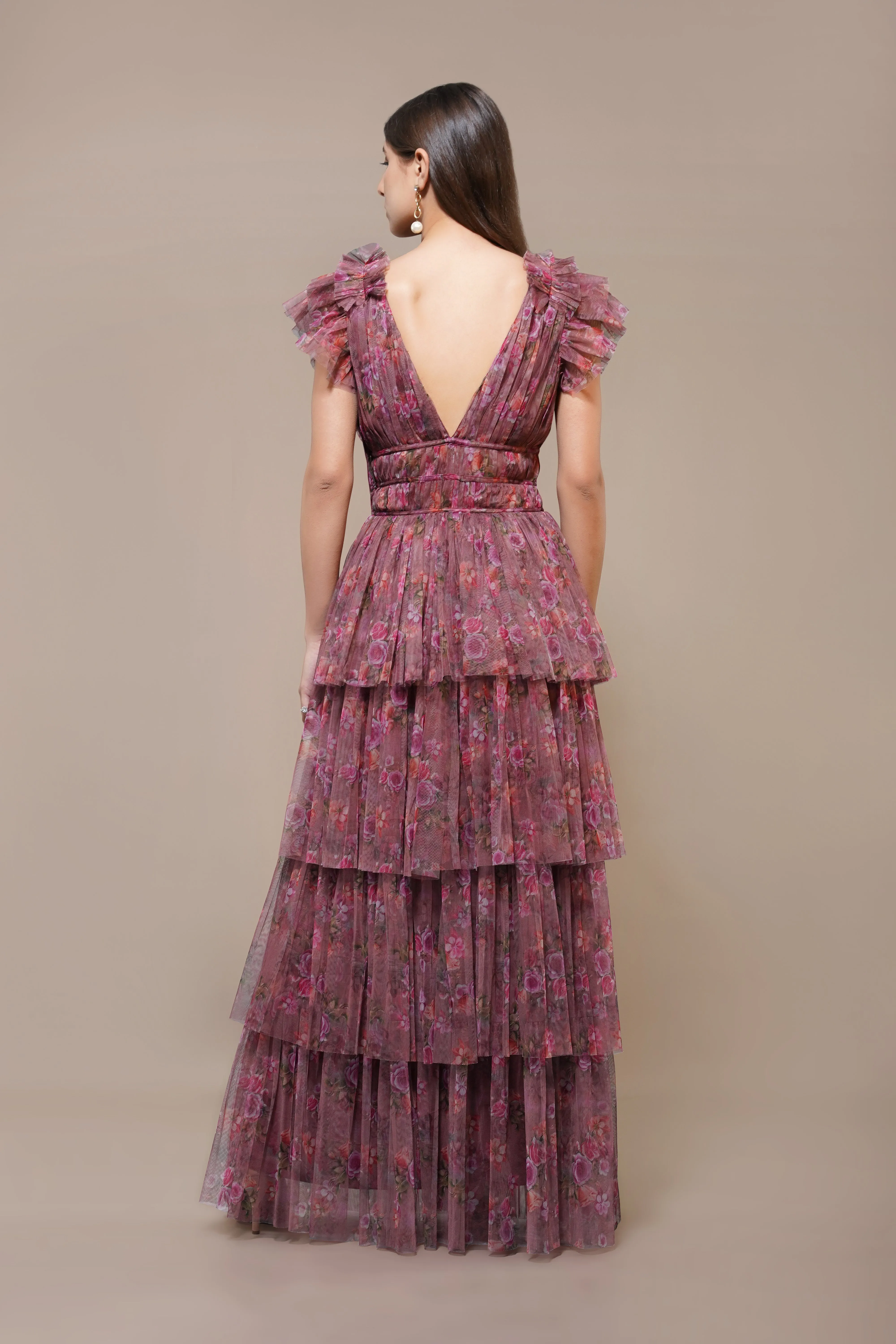 Naomi Maxi Dress in Purple Floral